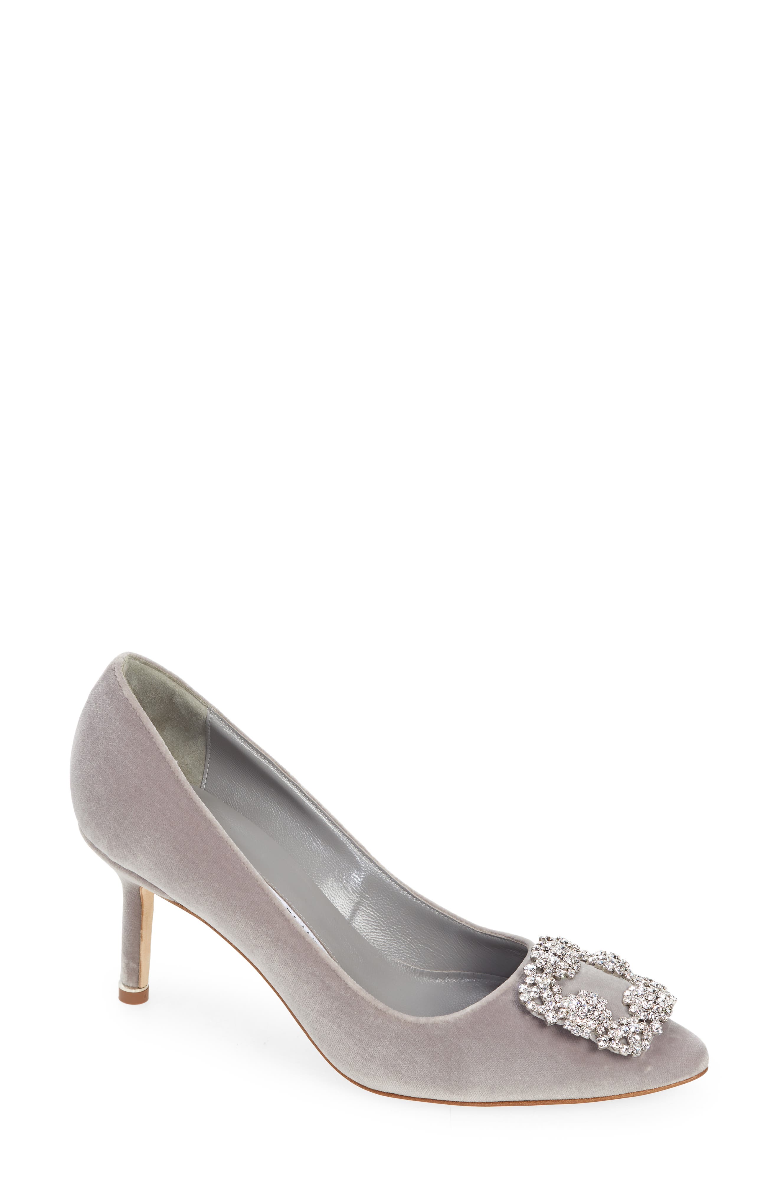 Manolo Blahnik Hangisi Crystal Buckle Pointed Toe Pump (Women) | Nordstrom