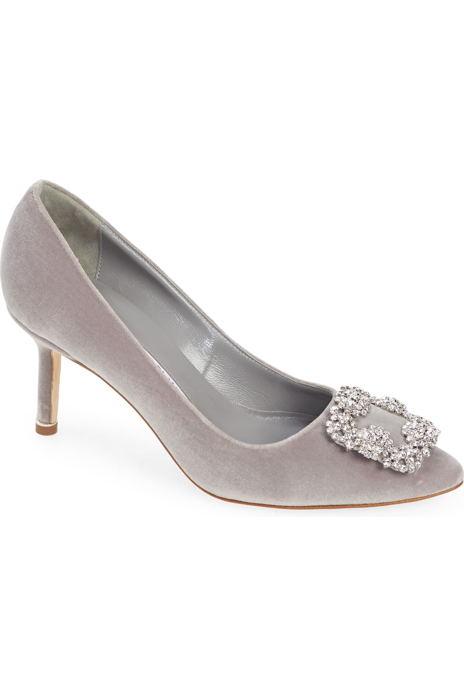 Crystal Toe Manolo Blahnik Hangisi Crystal Buckle Pointed Toe Pump (Women) | Nordstrom