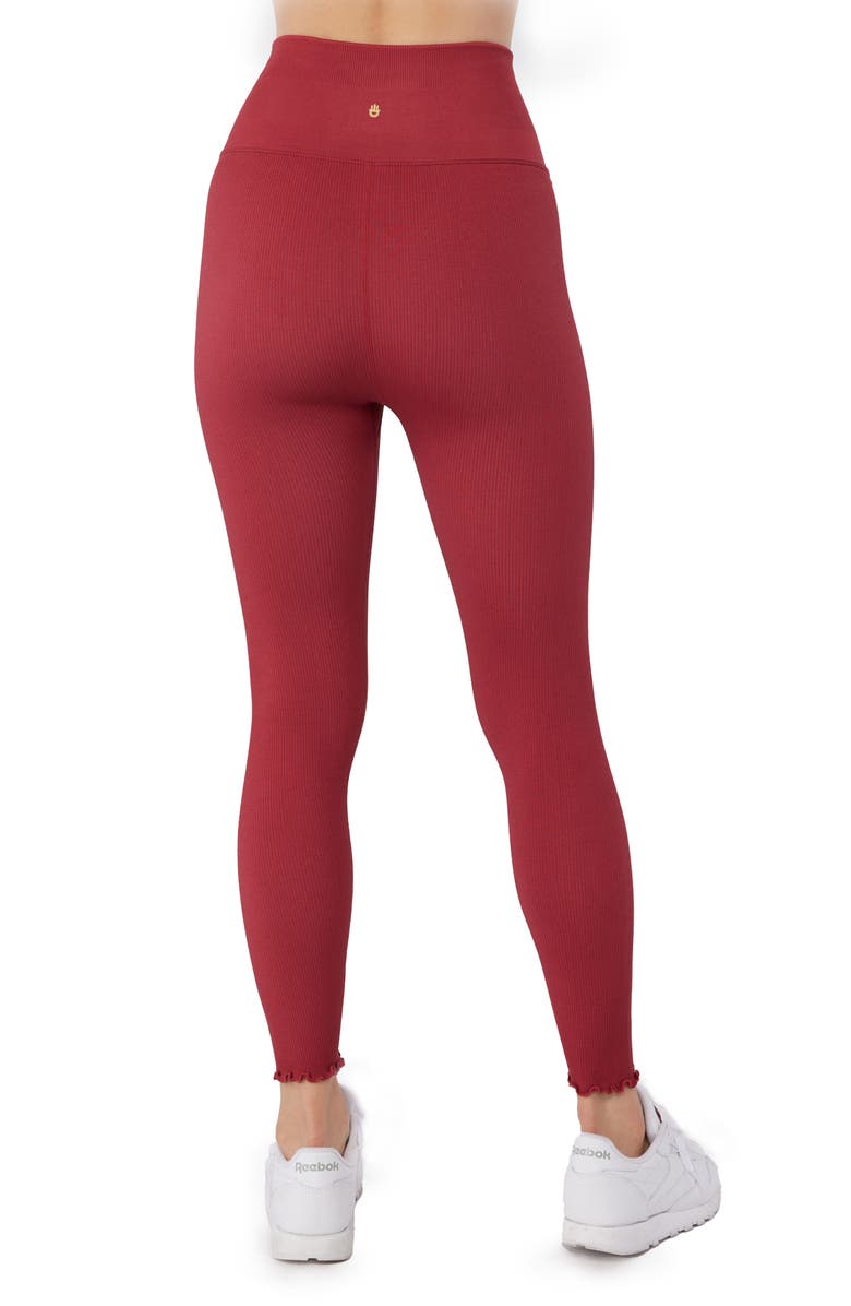 Spiritual Gangster Love Sculpt Rib Ruffle Cuff Leggings, Alternate, color, 