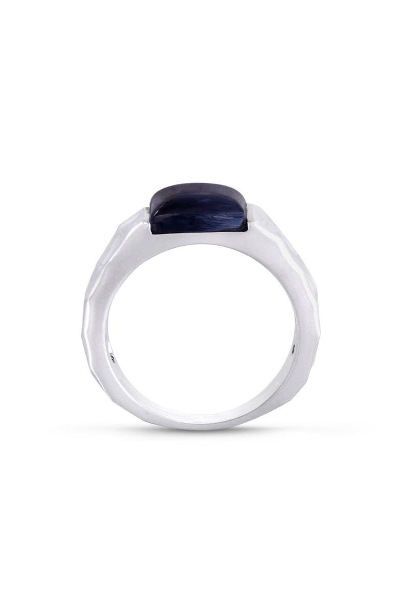 Blue Pietersite Textured Sterling Silver Men Signet Ring, Alternate, color, Silver