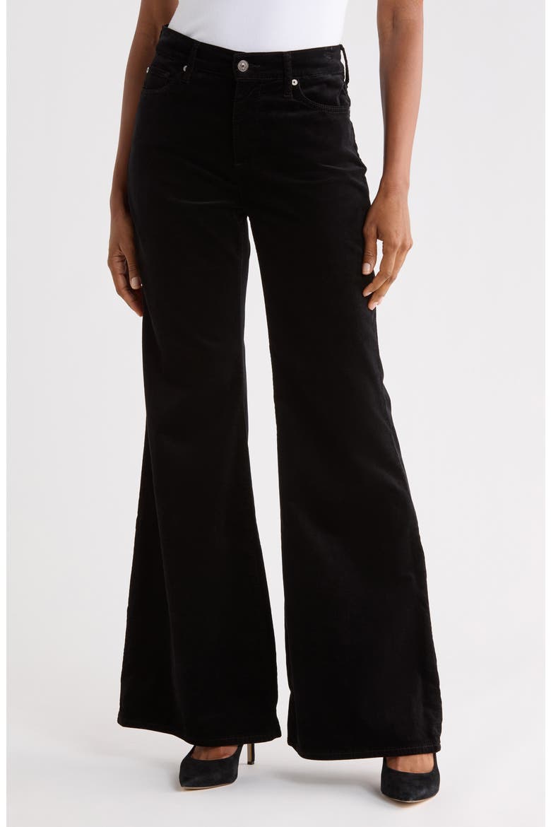 Retro High Waist Flare Jeans, Main, color, VELVET BLACK