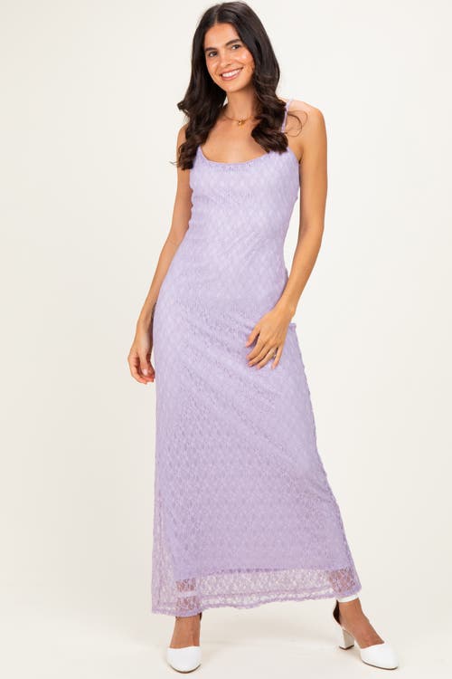 PinkBlush Sleeveless Lace Square Neck Maxi Dress in Lavender at Nordstrom, Size Large