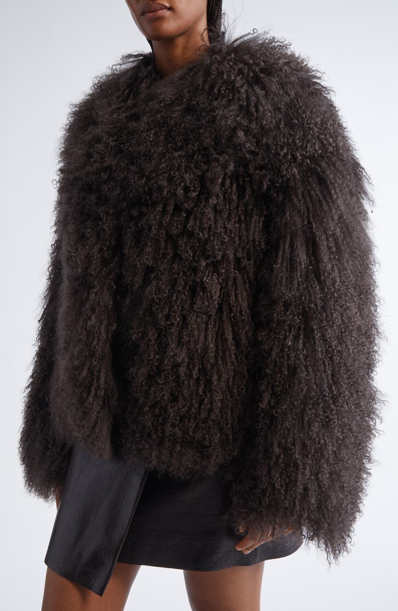 Stand Studio Curly Genuine Shearling Jacket, Alternate, color, Dark Grey