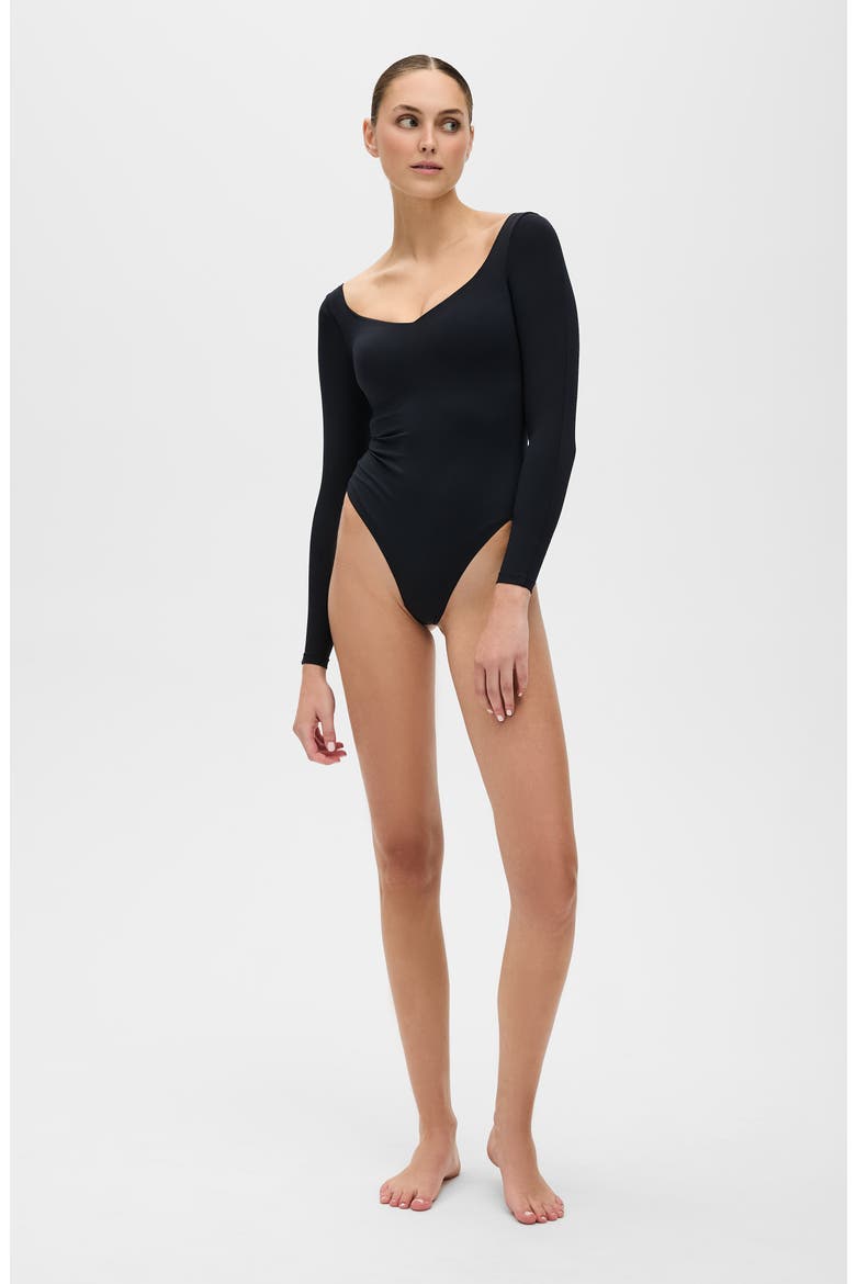 Iconic Compression Long Sleeve Bodysuit - Thong, Main, color, Black