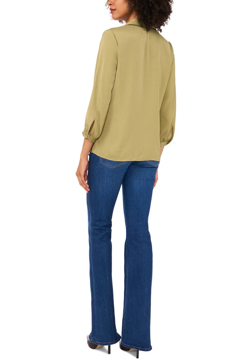 Notch Collar Crepe Top, Alternate, color, MOSS GREEN