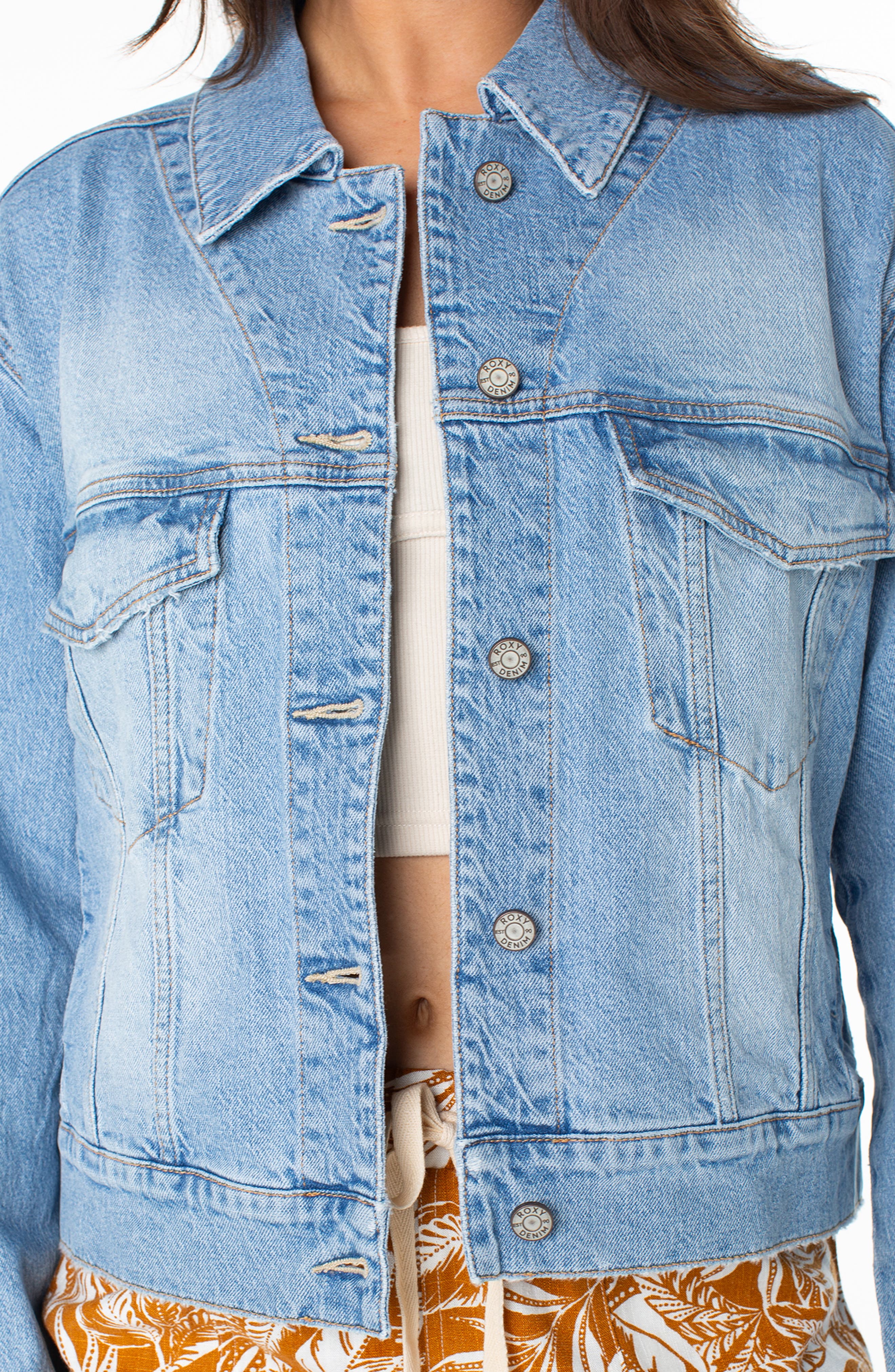 Big Wave Embroidered Denim Jacket (Women) | Nordstrom