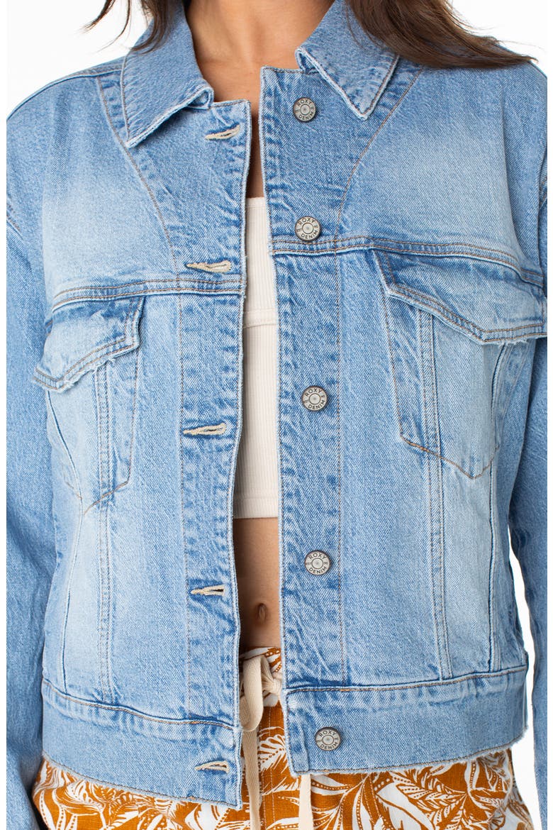Big Wave Embroidered Denim Jacket, Alternate, color, FIN-TASTIC