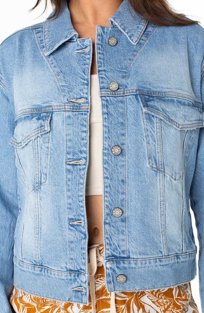 Roxy Big Wave Embroidered Denim Jacket, Alternate, color, 