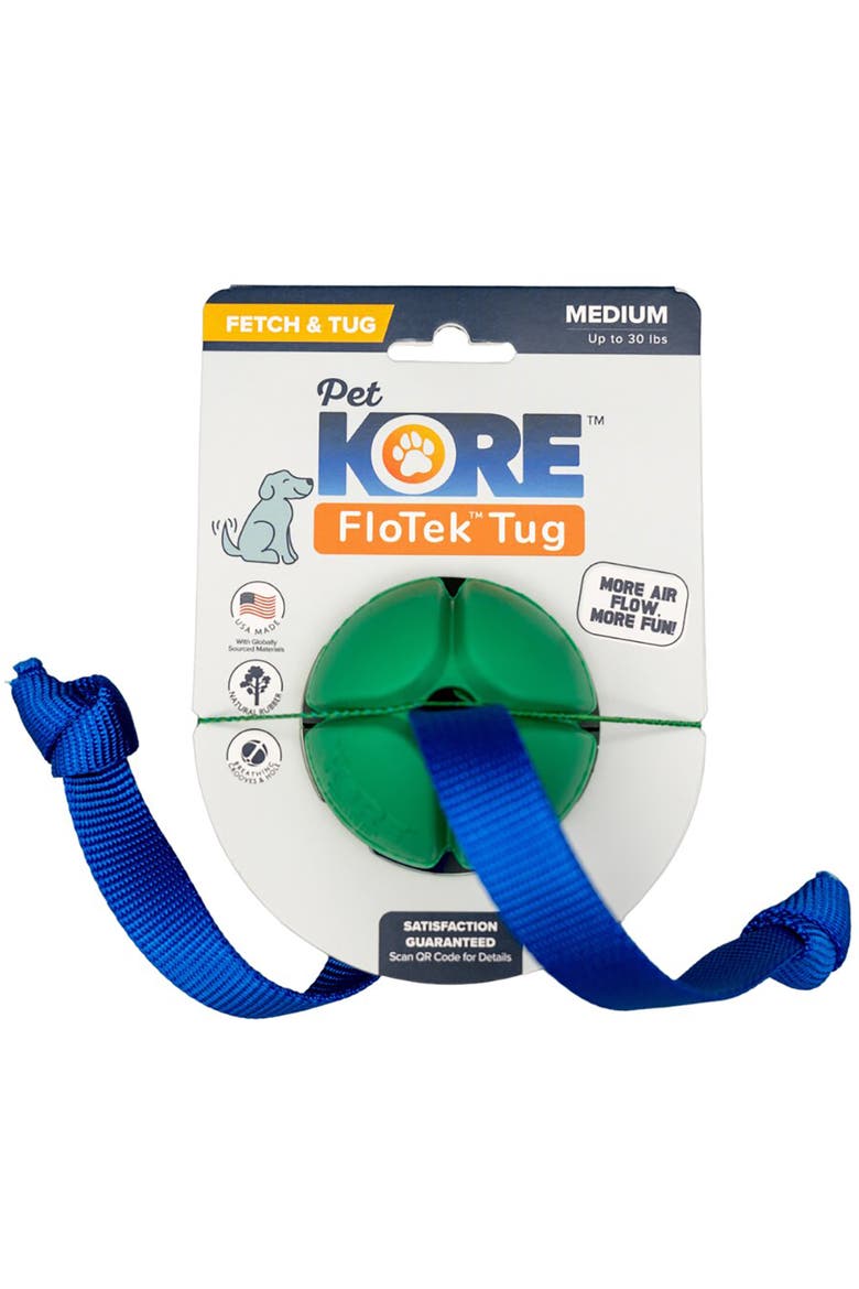 FloTex Tug, Medium, 2.5 Inch, Green, Rubber Dog Toy, Main, color, Green