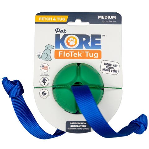 FloTex Tug, Medium, 2.5 Inch, Green, Rubber Dog Toy