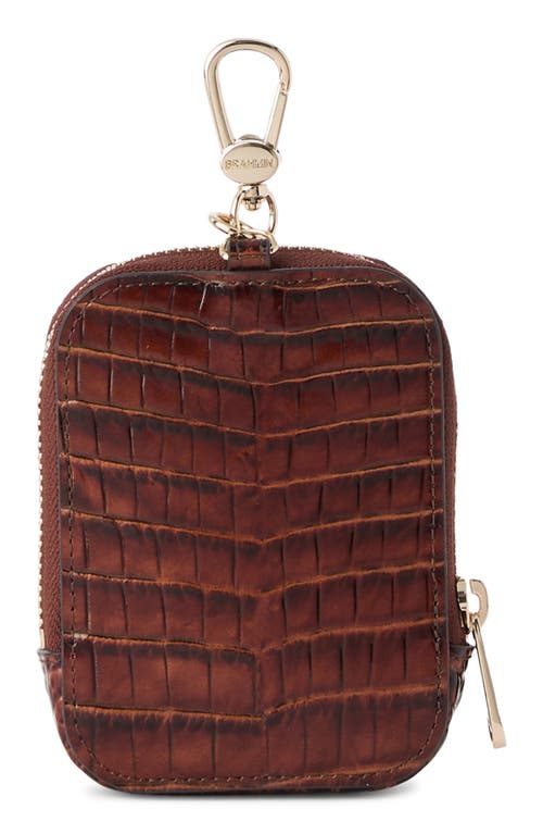 Brahmin Katelynn Croc Embossed Leather Coin Pouch In Brown