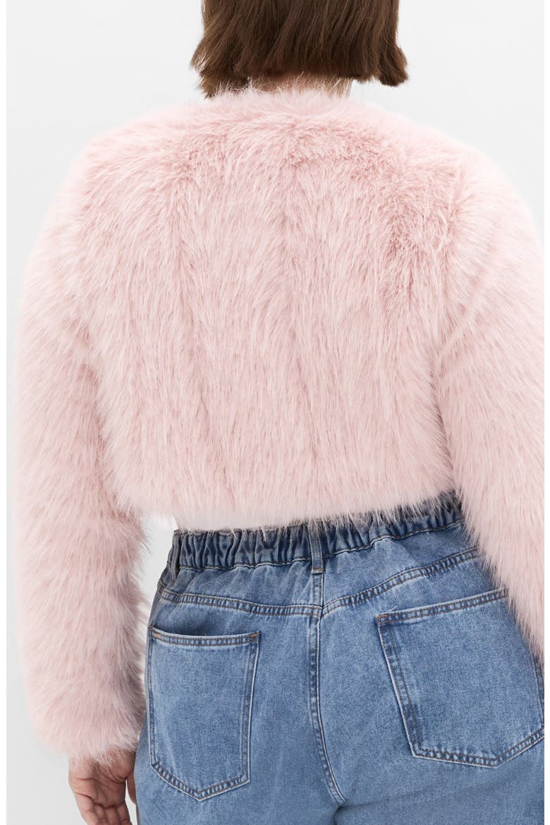 Angelica Faux Fur Crop Jacket, Alternate, color, PINK
