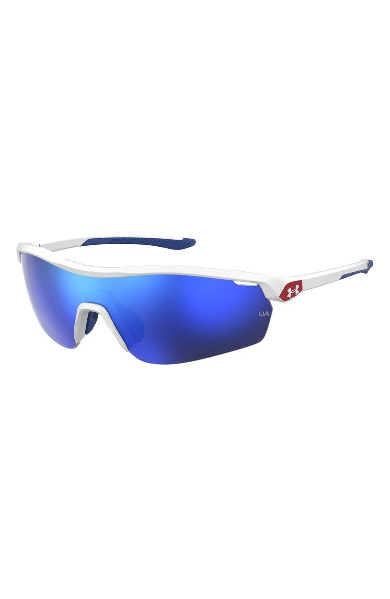 Under Armour 99mm Mirrored Sport Sunglasses, Alternate, color, Matte White