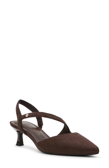 Anne Klein Iman Pointed Toe Slingback Pump In Brown