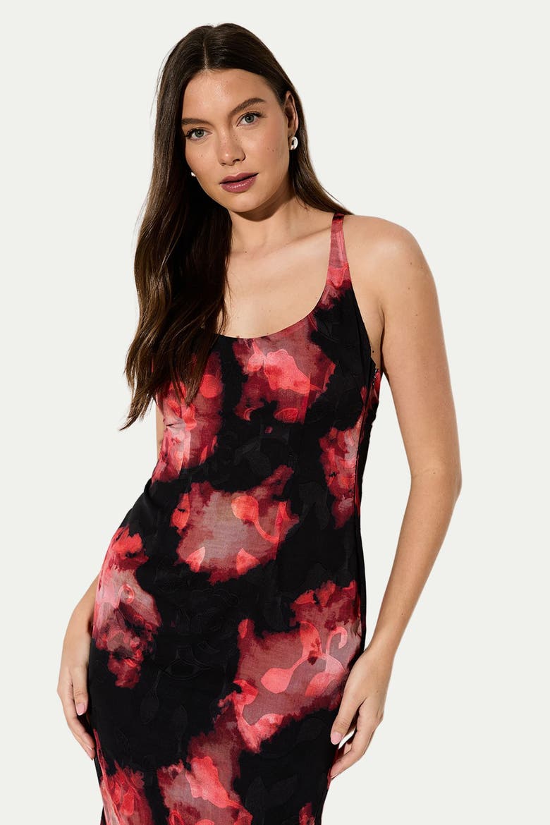 Burnout Scoop Neck Bias Maxi Dress, Alternate, color, Multi