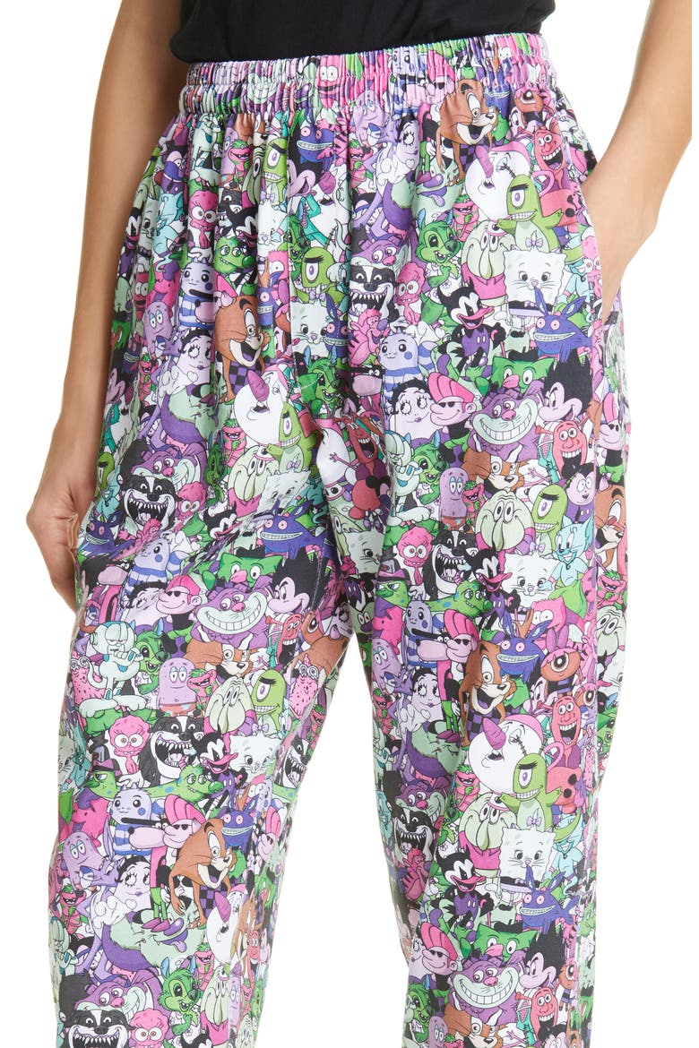 Cartoon Mania Print Ankle Joggers, Alternate, color, MULTICOLOR/ HOT
