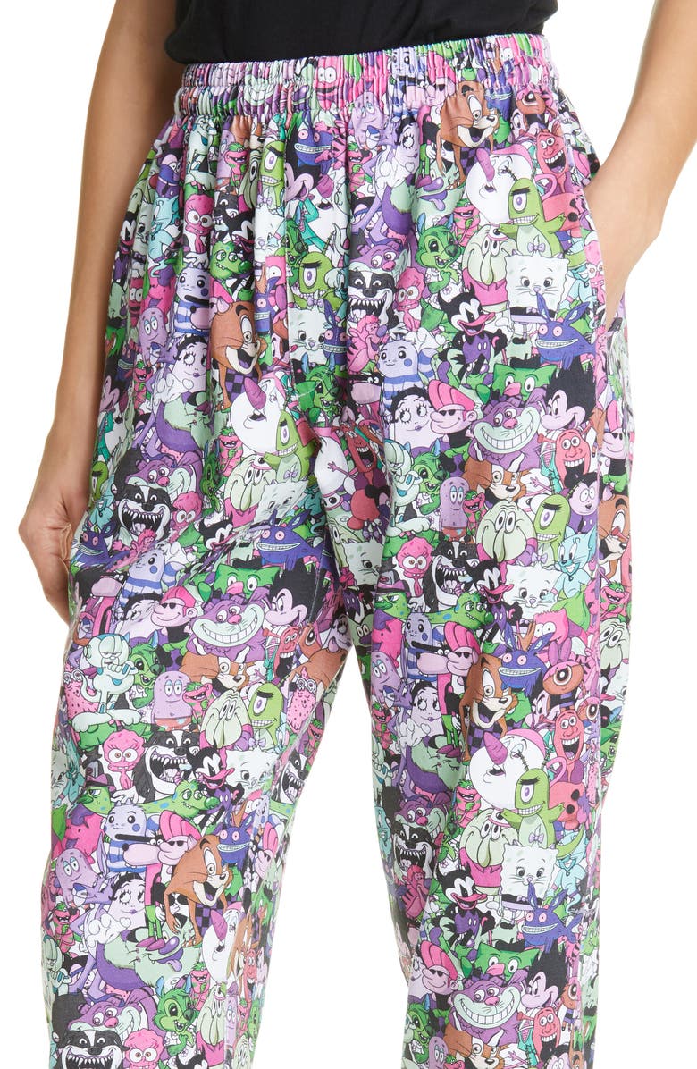 VETEMENTS Cartoon Mania Print Ankle Joggers, Alternate, color, 