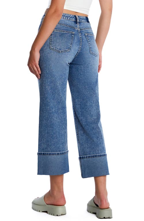 Hint Of Blu Clever Cuffed High Waist Wide Leg Jeans In River Blue