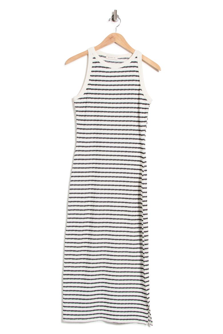 Striped Knit Tank Midi Dress, Alternate, color, BLACK/WHITE STRIPE