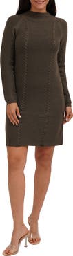CYRUS Mock Neck Long Sleeve Sweater Dress