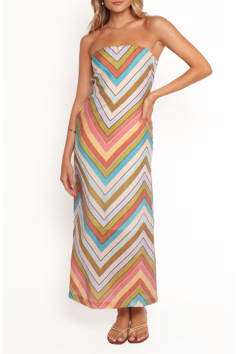 Lane Chevron Maxi Sundress, Main, color, CORAL MULTI