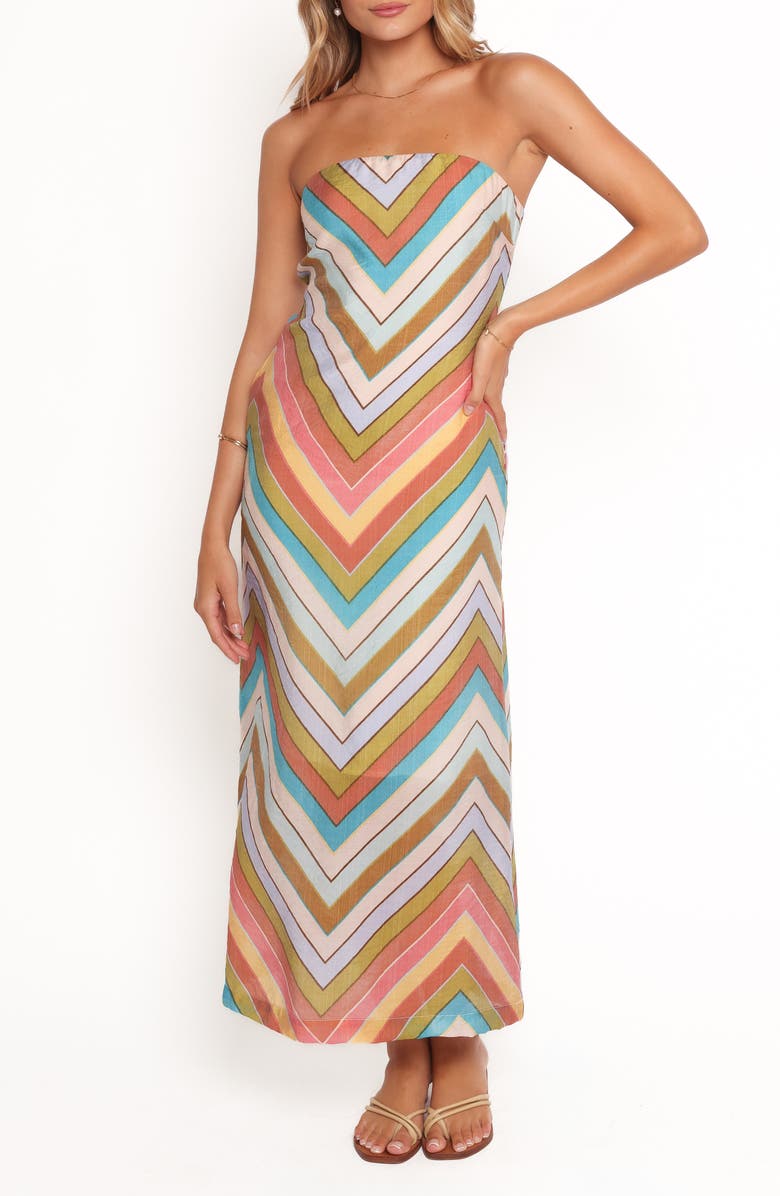 Petal & Pup Lane Chevron Maxi Sundress, Main, color, Coral Multi