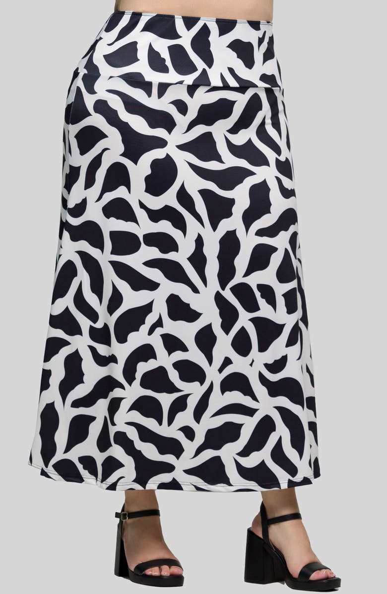 24seven Comfort Apparel Pull-On Maxi Skirt, Alternate, color, Black Multi