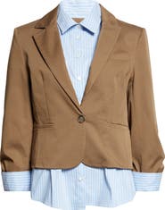 Cinq à Sept Peri Stretch Cotton Twofer Blazer