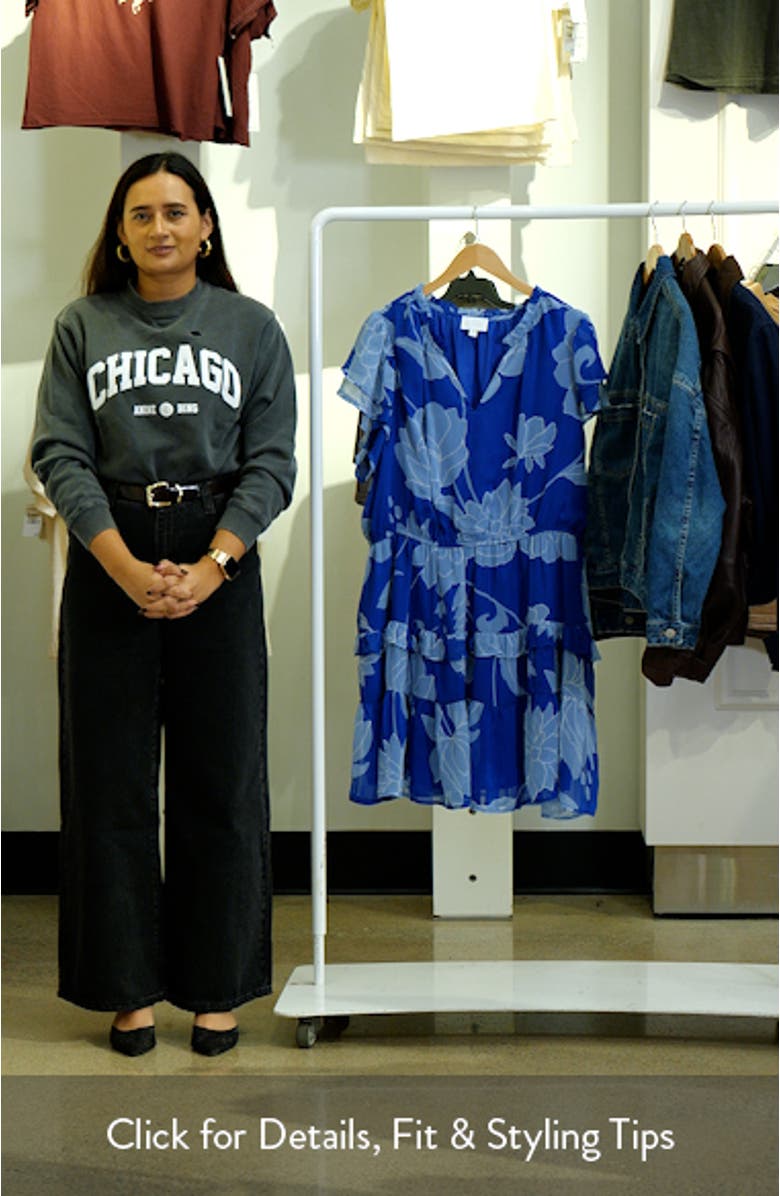 Seabloom Floral Fanny Ruffle Georgette Dress, sales video thumbnail