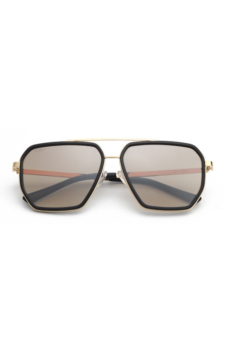 12PM STUDIOS Lagos Metal Sunglasses, Alternate, color, Black/Brown