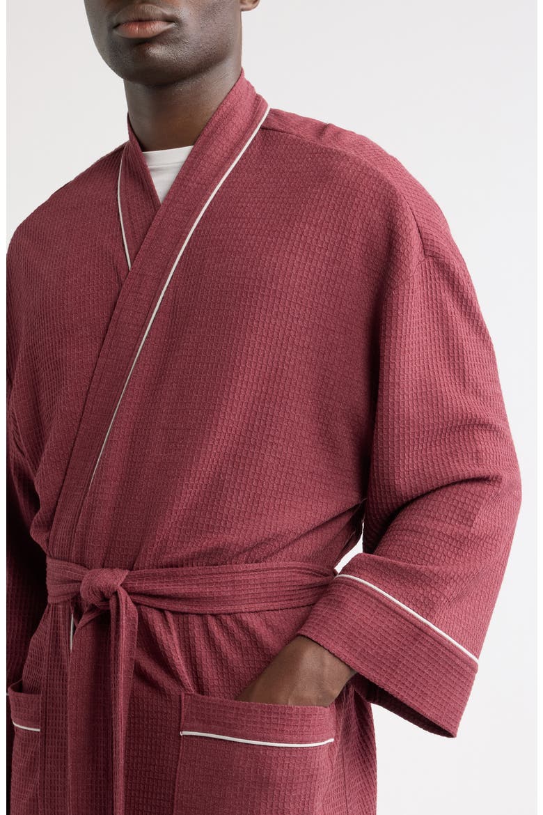 Waffle Knit Robe, Alternate, color, WINTERBERRY
