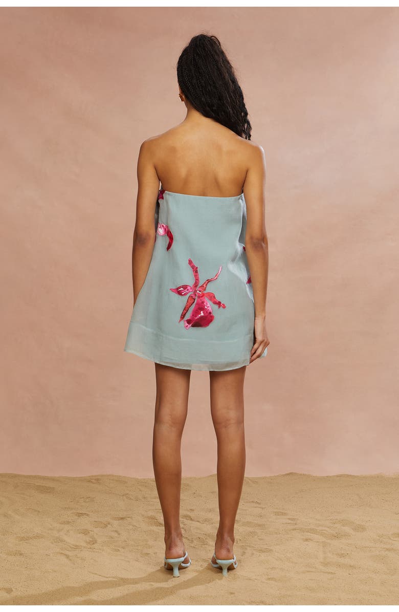 AMUR Fran Strapless Mini Dress, Alternate, color, Blue Speckled Iris