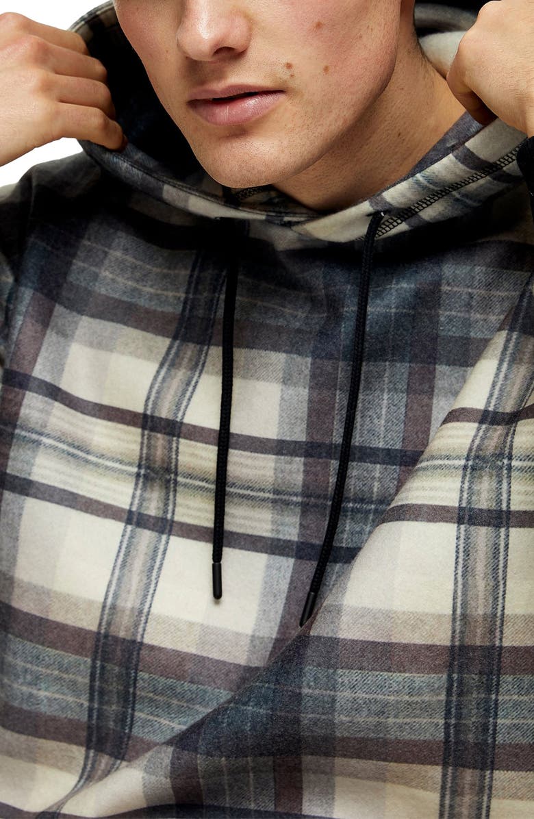 Topman Country Check Hoodie, Alternate, color, 