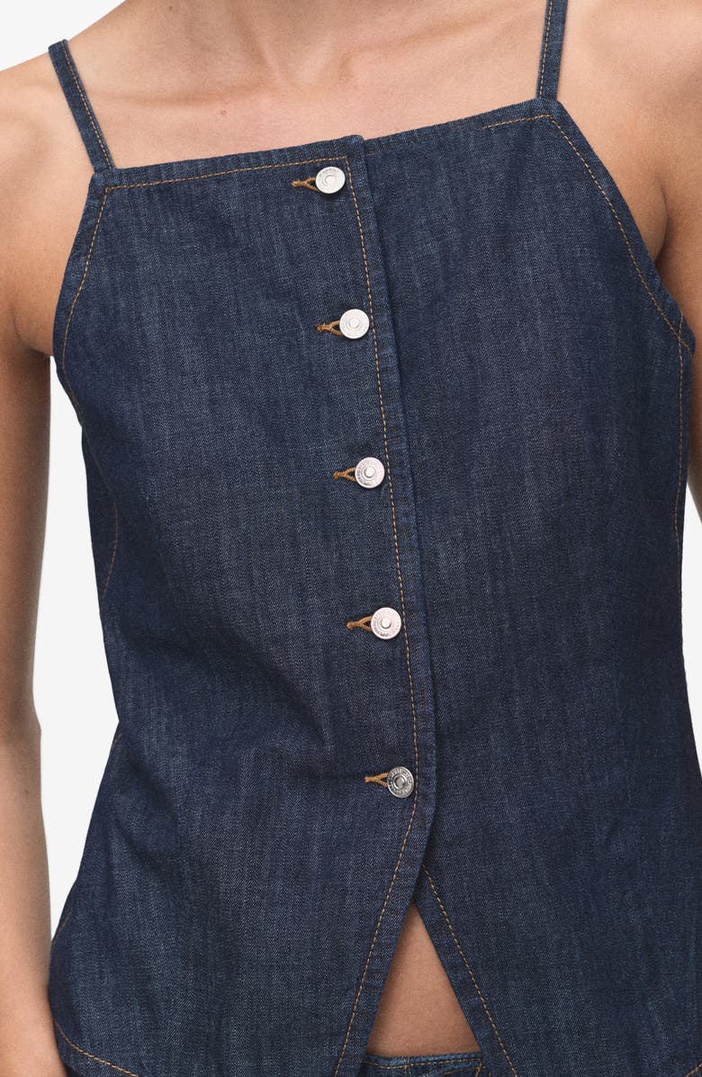 MANGO Cutaway Button-Up Denim Top, Alternate, color, Open Blue