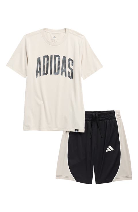 Kids' 3-Stripes T-Shirt & Mesh Shorts Set (Big Kid)