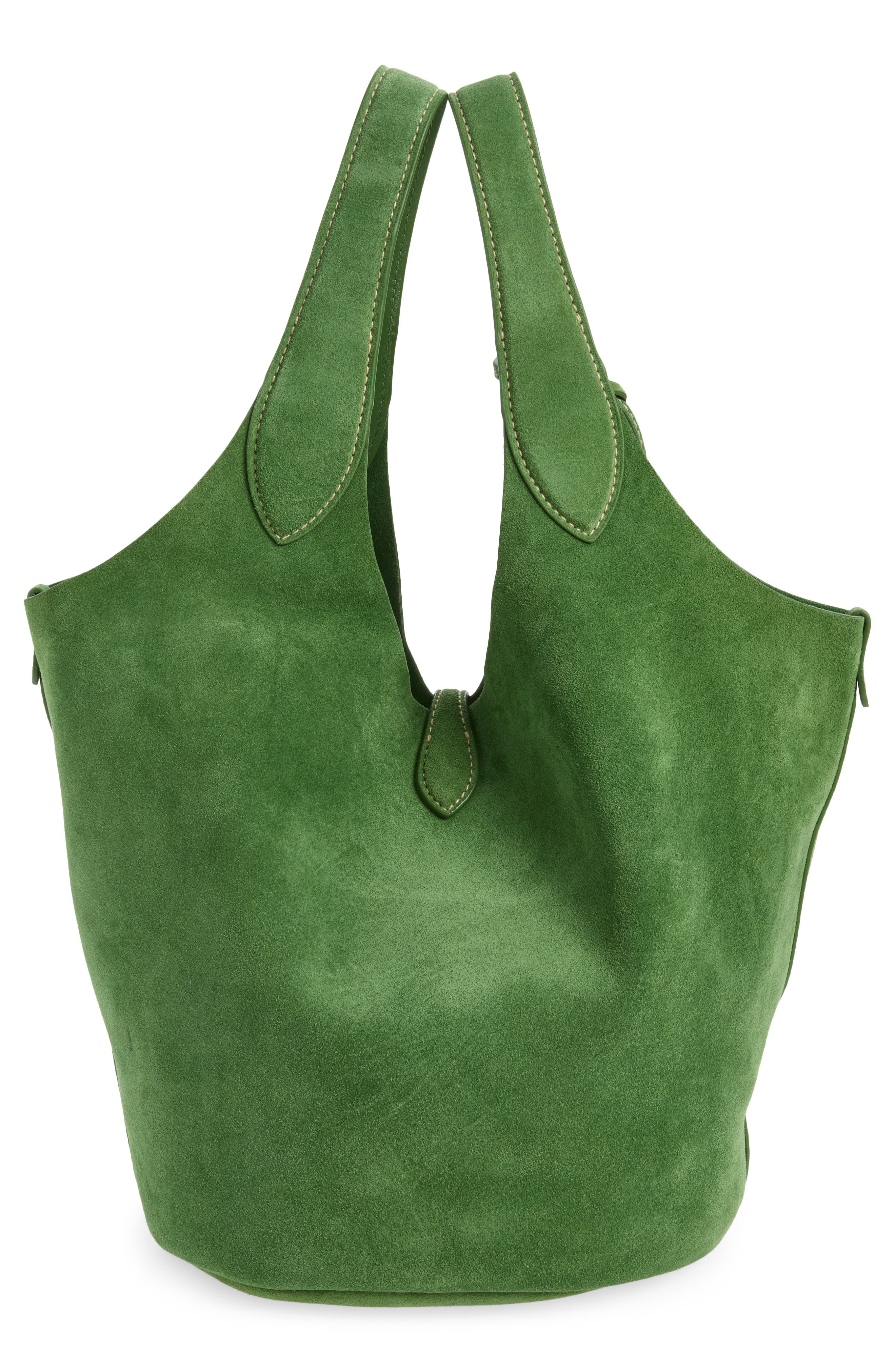 Medium Suede Tote, Alternate, color, DARK GREEN