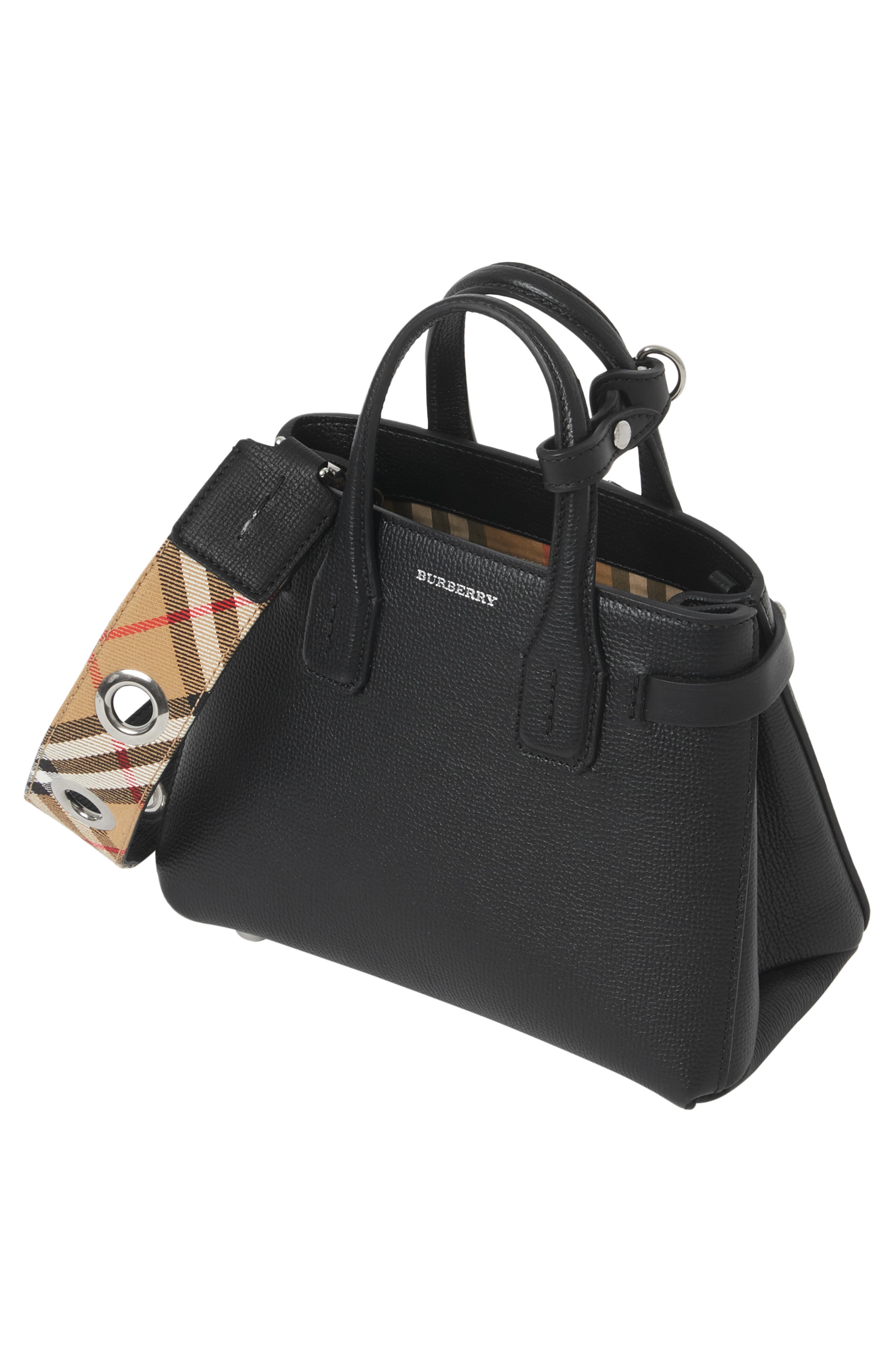 Burberry Baby Banner Leather Satchel, Alternate, color, 