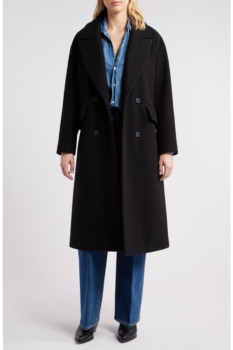 Oversize Double Breasted Coat, Alternate, color, BLACK