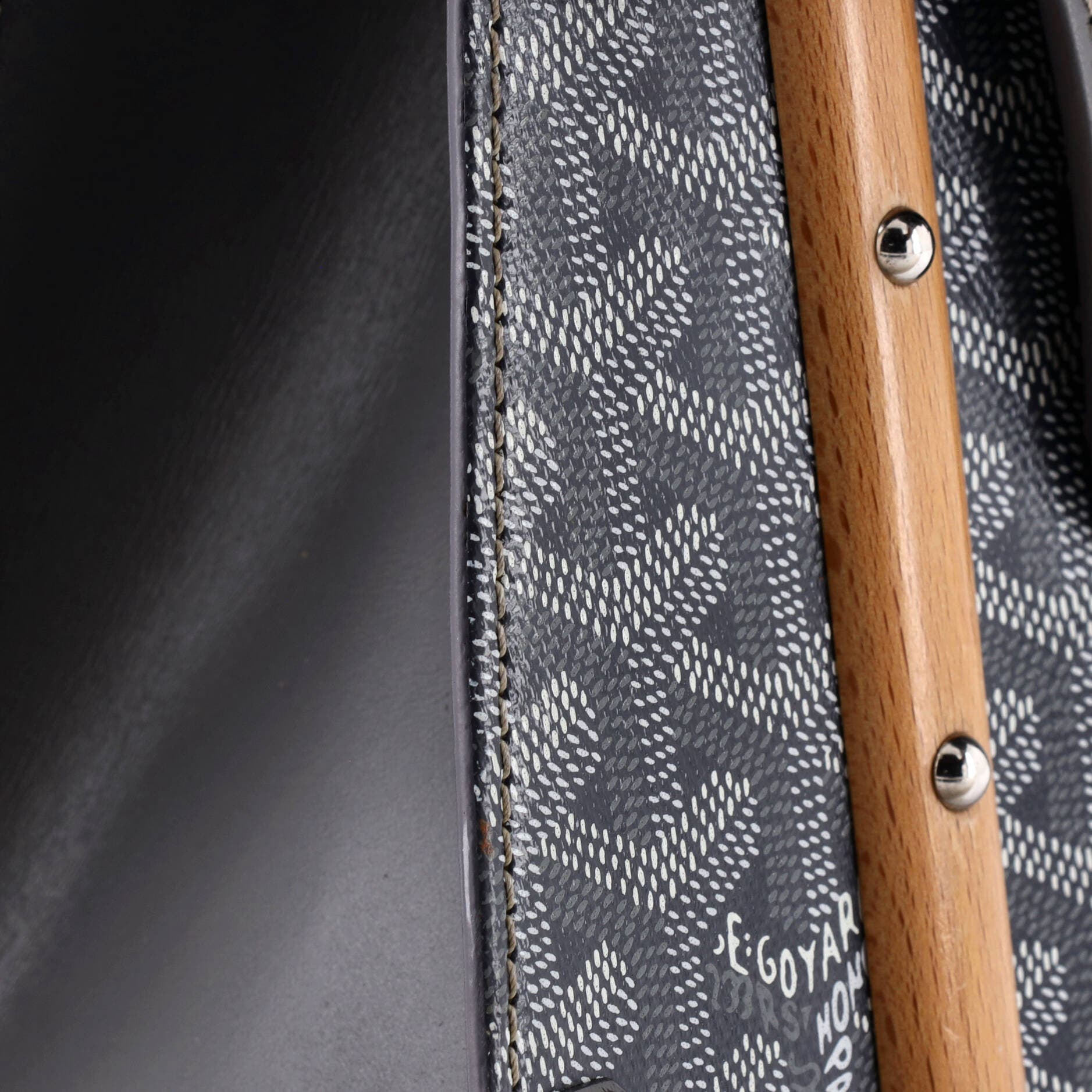 Pre-Owned Goyard Saigon Top Handle Bag Coated Canvas with Leather PM, Alternate, color, Gray