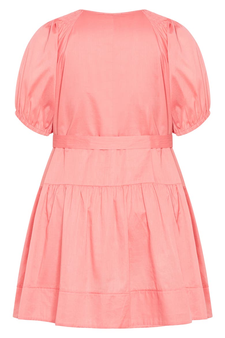 Cassie Tie Waist Peplum Dress, Alternate, color, FLAMINGO