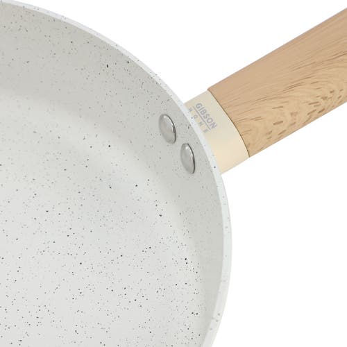 Gibson Home Marbleton Ceramic Nonstick Alumium 9.5 Inch Frying Pan In Cream In White