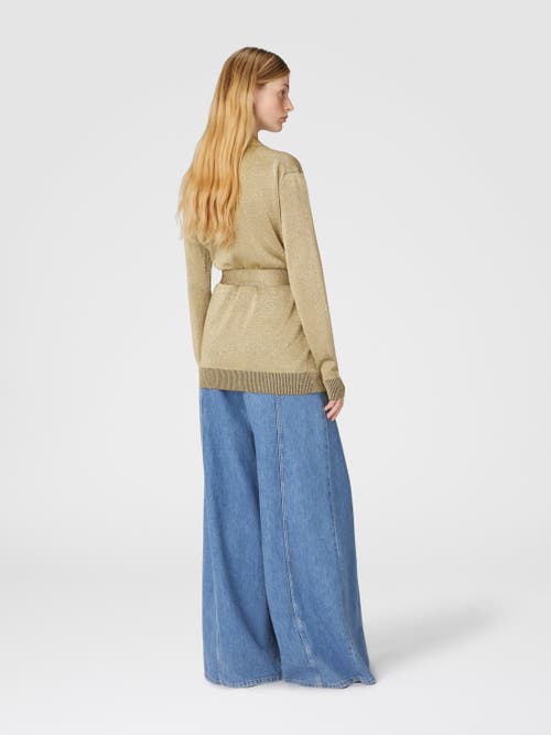 Shop Missoni Glitter-effect Viscose Cardigan With Belt In Black & Gold