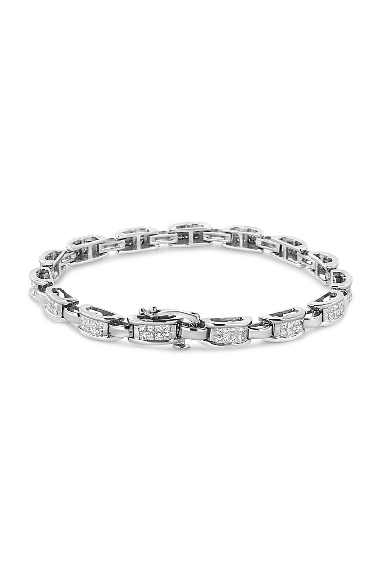 14K White Gold 2.00 Cttw Invisble-Set Princess Diamond Link Bracelet - 7.25", Alternate, color, White