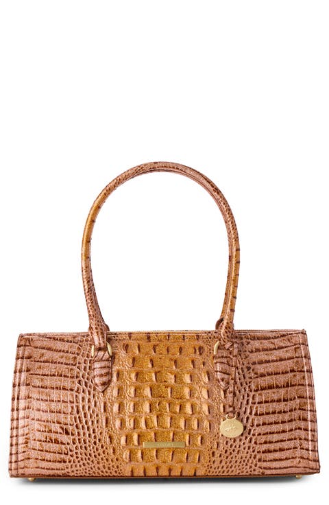 Sophia Croc Embossed Leather Satchel