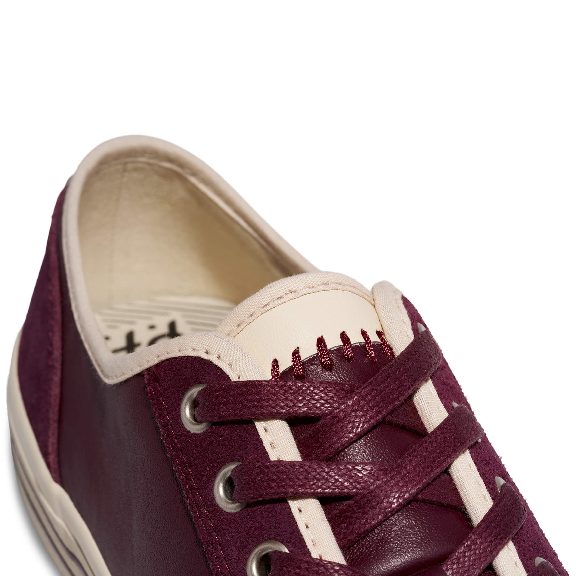 Center Vintage Low-Top Leather & Suede Sneaker, Alternate, color, Burgundy-Antique White