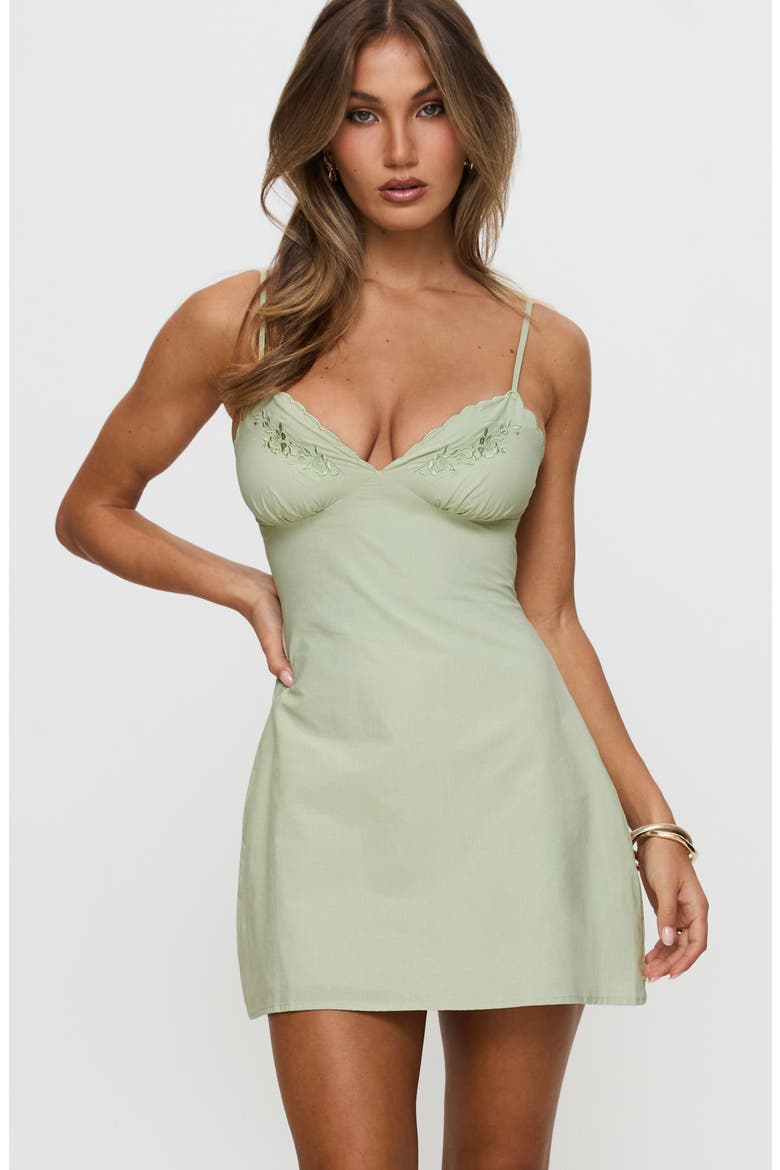 Aruba Embroidered Cotton Minidress, Alternate, color, SAGE