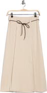 ELIE ELIE TAHARI Linen Blend Belted Midi Skirt