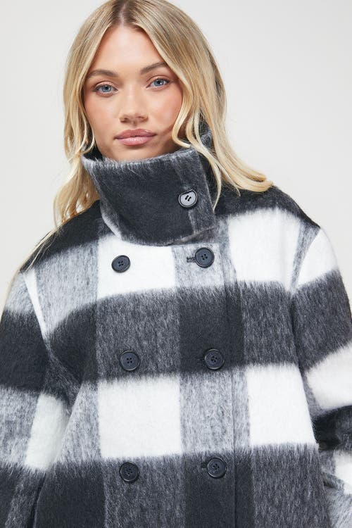 Oasis Brushed Check Funnel Neck Coat In Multi