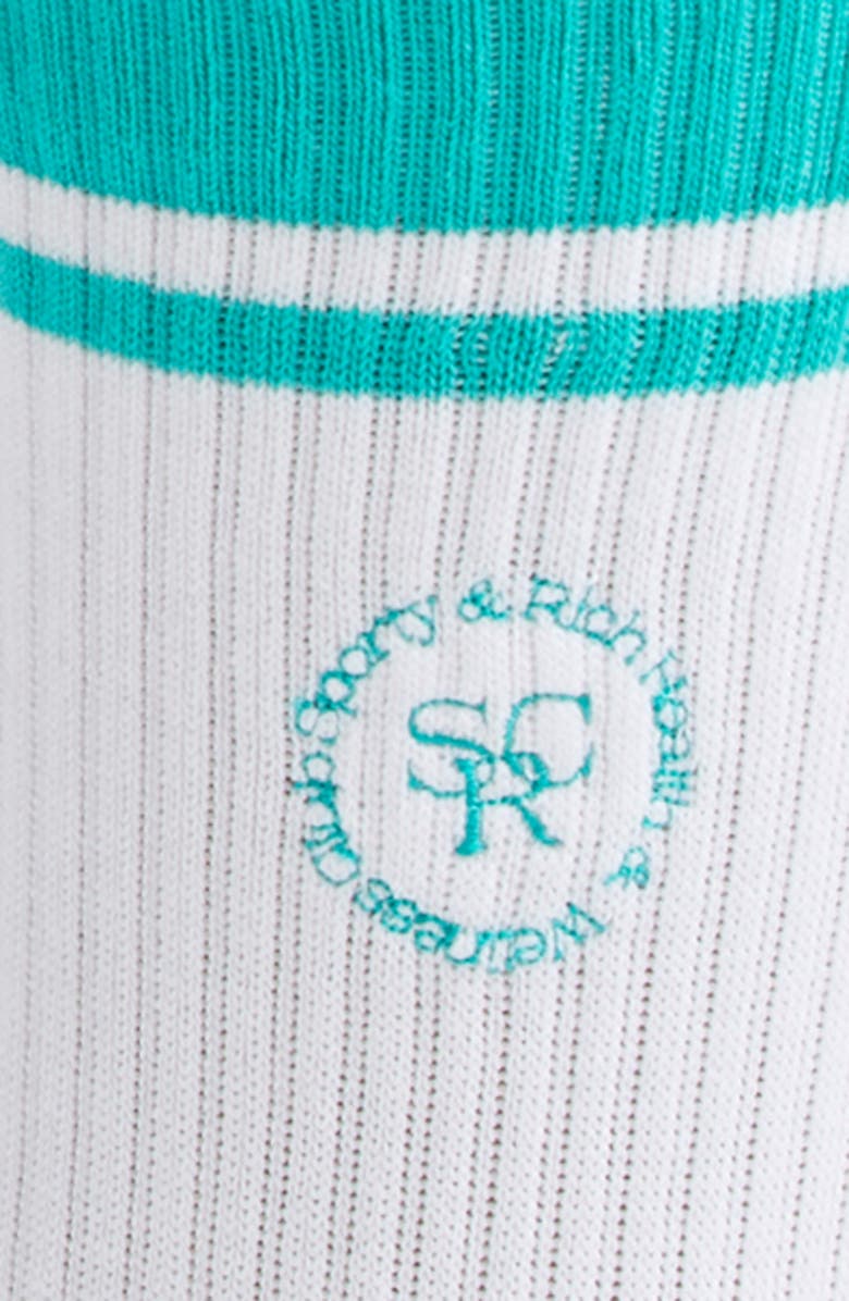 Sporty & Rich SRC Embroidered Crew Socks, Alternate, color, White/ Spring Green