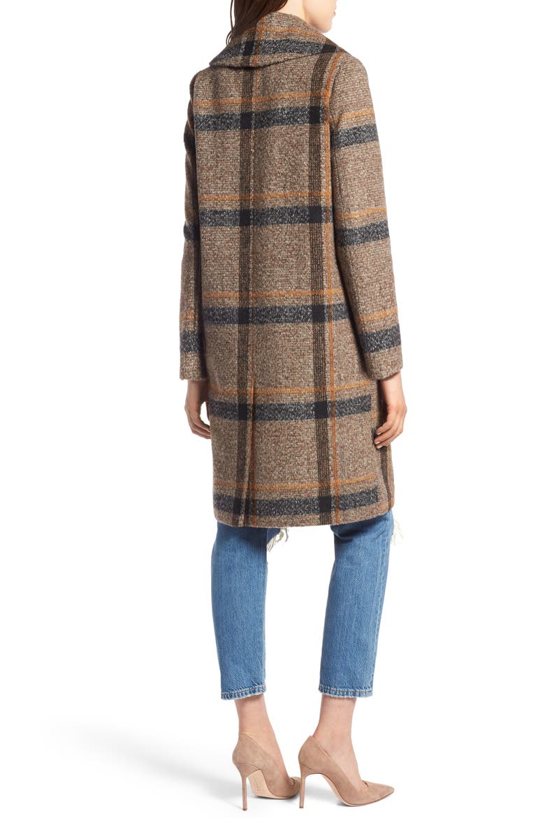 Double Breasted Coat, Alternate, color, BROWN PLAID